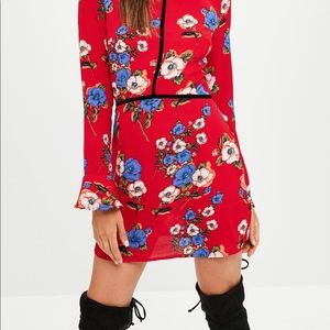 NWT Missguided red floral dress